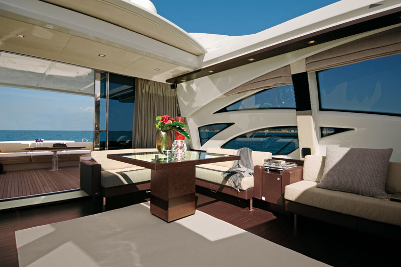 Sporting pedigree - the Azimut 86 S with sunroof. On display at the Ocean Marina Pattaya Boat Show.